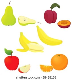 A set of colorful fruit.