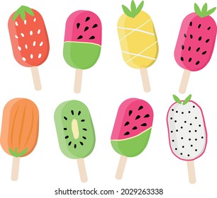 Set of colorful fruit cakesicles