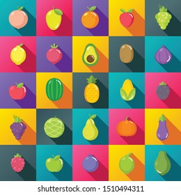 Set of Colorful Fruit Icon Vector