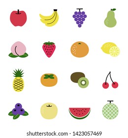Set of colorful fruit icons