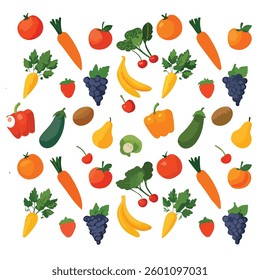 Set of colorful fruit icons ,banana, apple, pear, strawberry, orange, peach, plum, watermelon