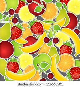 Set of colorful fruit. Vector illustration.
