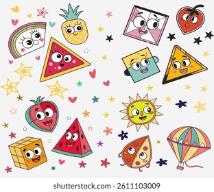 Set of colorful funny shape element vecto