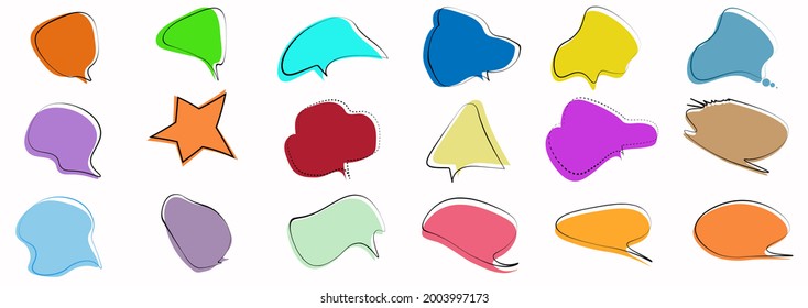 Set of colorful funny speech bubble. Cartoon style illustration.