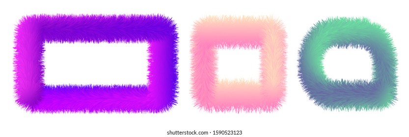 Set of colorful fur frames isolated. Vector illustration for decoration design