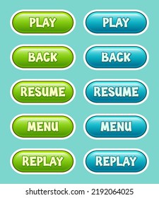 Set of colorful game button template game UI kit. Game buttons template in Cartoon style. Button kit. Can be used in the production of mobile, web or video games.