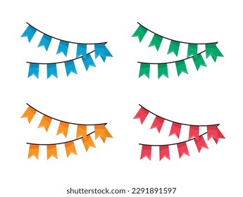 set of colorful garlands party banner vector illustration