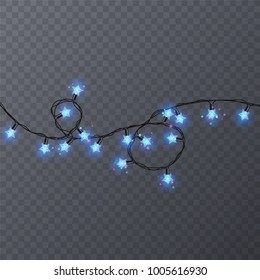 Set of colorful garlands with shape of stars. Holiday decoration garland, vector illustration for your decoration