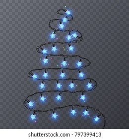 Set of colorful garlands with shape of stars. Holiday decoration garland, vector illustration for your decoration