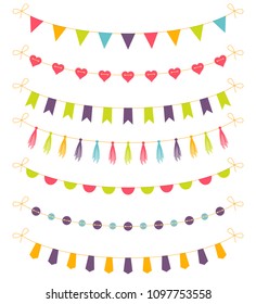 Set of colorful garlands, vector illustration