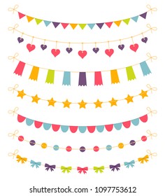 Set of colorful garlands, vector illustration