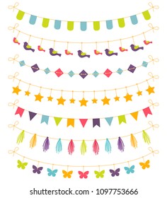 Set of colorful garlands, vector illustration