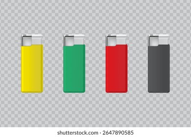 Conjunto de isqueiros a gás coloridos para uso diário ou marca.