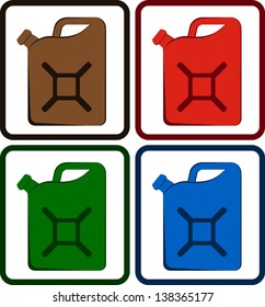 set colorful gasoline jerry can isolated 