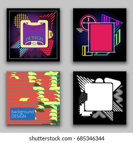 Set of colorful geometric abstract covers design. Vector illustration. Eps10.