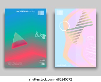 Set of colorful geometric abstract covers design for placards, banners, presentations. Vector illustration. EPS 10. A4 format.