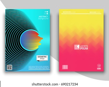 Set Of Colorful Geometric Abstract Covers Design For Placards, Banners, Presentations, Background. Vector Illustration. EPS 10. A4 Format.