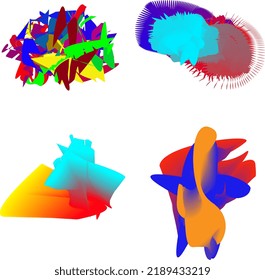 Conjunto de elementos abstractos geométricos coloridos. Formas y líneas de color dinámico. Banner de forma flotante. Perfecto para plantillas para diseño de logotipos, volantes, presentaciones, ilustraciones vectoriales