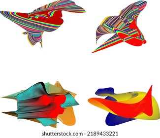 Conjunto de elementos abstractos geométricos coloridos. Formas y líneas de color dinámico. Banner de forma flotante. Perfecto para plantillas para diseño de logotipos, volantes, presentaciones, ilustraciones vectoriales