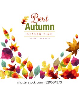 Set of colorful geometric autumn leaves. Vector illustration