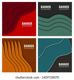 Set of Colorful geometric background. Fluid shapes composition. Eps10 vector.