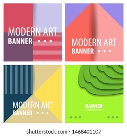 Set of Colorful geometric background. Fluid shapes composition. Eps10 vector.