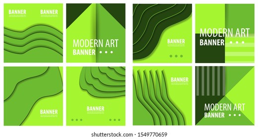 Set of Colorful geometric background. Fluid shapes composition. Eps10 vector.