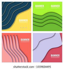 Set of Colorful geometric background. Fluid shapes composition. Eps10 vector.