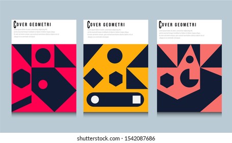 Set of Colorful geometric background, vector illustration. Minimal geometric posters and book cover
