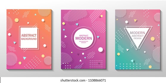 Set of colorful geometric backgrounds. Fluid shapes composition. Eps10 vector.