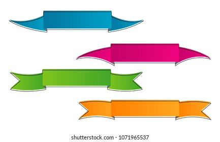 set of colorful geometric blank ribbon web sale banner sticker label icon isolated on white background