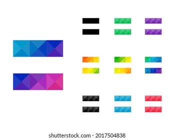 Set of colorful geometric Equal icon isolated on white background. Good for project, web or app element. Vector illustration.
