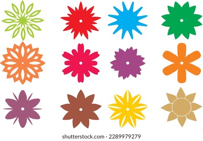 Set colorful geometric flowers