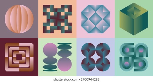 Conjunto de Formas abstractas de gradiente geométrico colorido