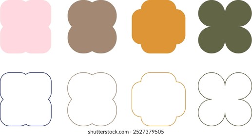 Definir quadros de contorno retrô geométrico minimalista colorido