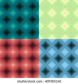 Set colorful geometric pattern darker seamless square vector illustration