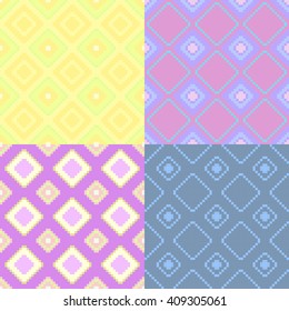 Set colorful geometric pattern yellow seamless square vector illustration