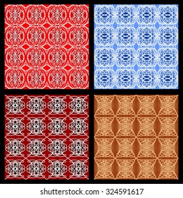 Set of colorful geometric patterns in vintage style, art deco monoline ornament