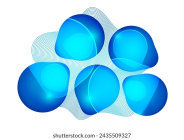 Set of colorful geometric rounded shapes and lines. Abstract backgrounds for wallpaper, business cards, cover, poster, banner, brochure, header, website. Vector illustration.