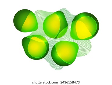 Set of colorful geometric rounded shapes and lines. Abstract backgrounds for wallpaper, business cards, cover, poster, banner, brochure, header, website. Vector illustration.