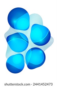 Set of colorful geometric rounded shapes and lines. Abstract backgrounds for wallpaper, business cards, cover, poster, banner, brochure, header, website. Vector illustration.