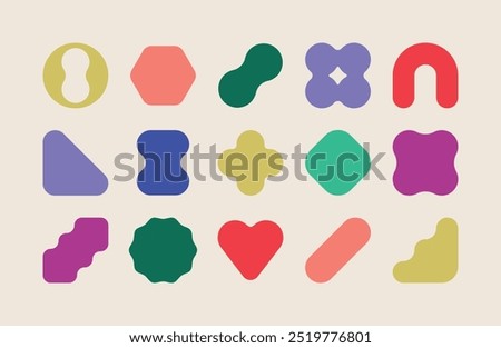 Set of colorful geometric rounded shapes