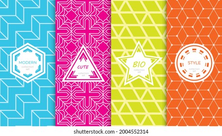 Set of colorful geometric seamless patterns. Abstract colorful graphic design simple pattern. Seamless colorful pattern.