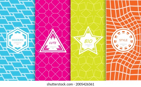 Conjunto de coloridos patrones geométricos sin costuras. Resumen de diseño gráfico colorido simple patrón. Patrón colorido y sin brillo.