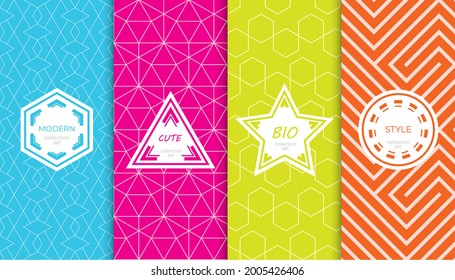 Set of colorful geometric seamless patterns. Abstract colorful graphic design simple pattern. Seamless colorful pattern.