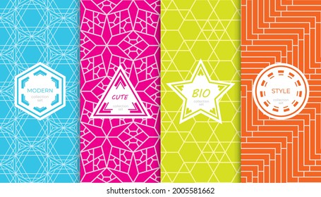 Set of colorful geometric seamless patterns. Abstract colorful graphic design simple pattern. Seamless colorful pattern.