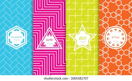 Satz von farbigen geometrischen nahtlosen Mustern. Abstraktes bunter grafisches Design einfaches Muster. Nahtlose bunter Muster.