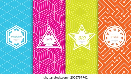 Conjunto de coloridos patrones geométricos sin costuras. Resumen de diseño gráfico colorido simple patrón. Patrón colorido y sin brillo.