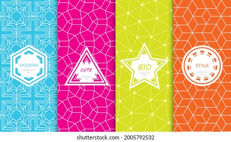 Set of colorful geometric seamless patterns. Abstract colorful graphic design simple pattern. Seamless colorful pattern.