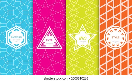 Set of colorful geometric seamless patterns. Abstract colorful graphic design simple pattern. Seamless colorful pattern.